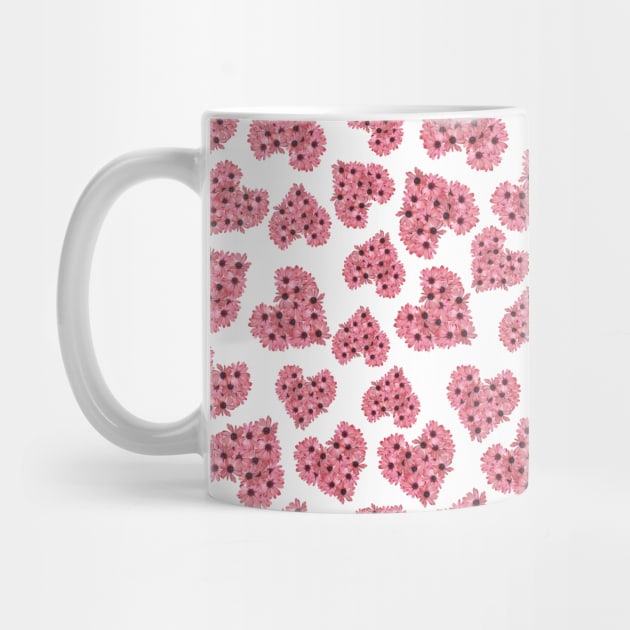 Pink gazania flower hearts seamless pattern design by ArtMorfic